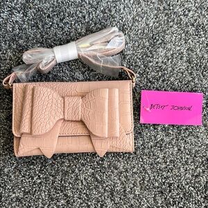 Betsey Johnson Blush Croc-Embossed Crossbody Bag